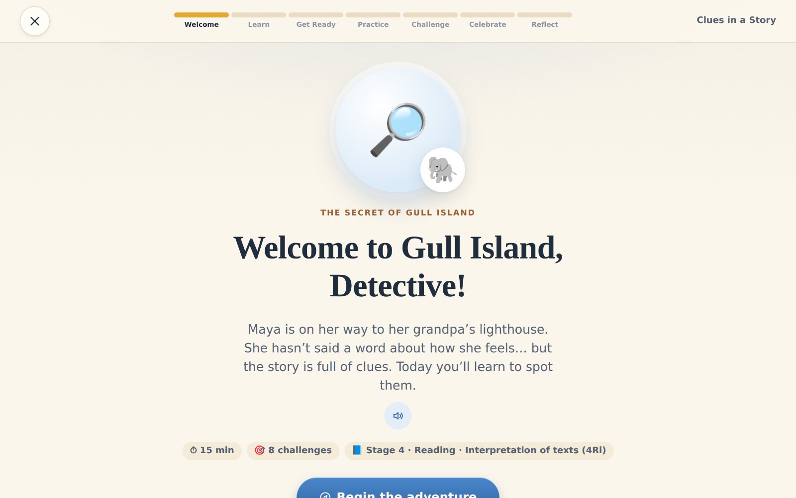 Real screen: Welcome to Gull Island, Detective!